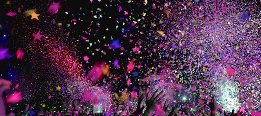 concert, confetti, party